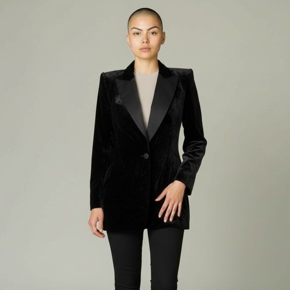 L'AGENCE Sheila Velvet Tux Blazer Women 2 Silk Blend Holiday‎ Party NYE Luxe NWT